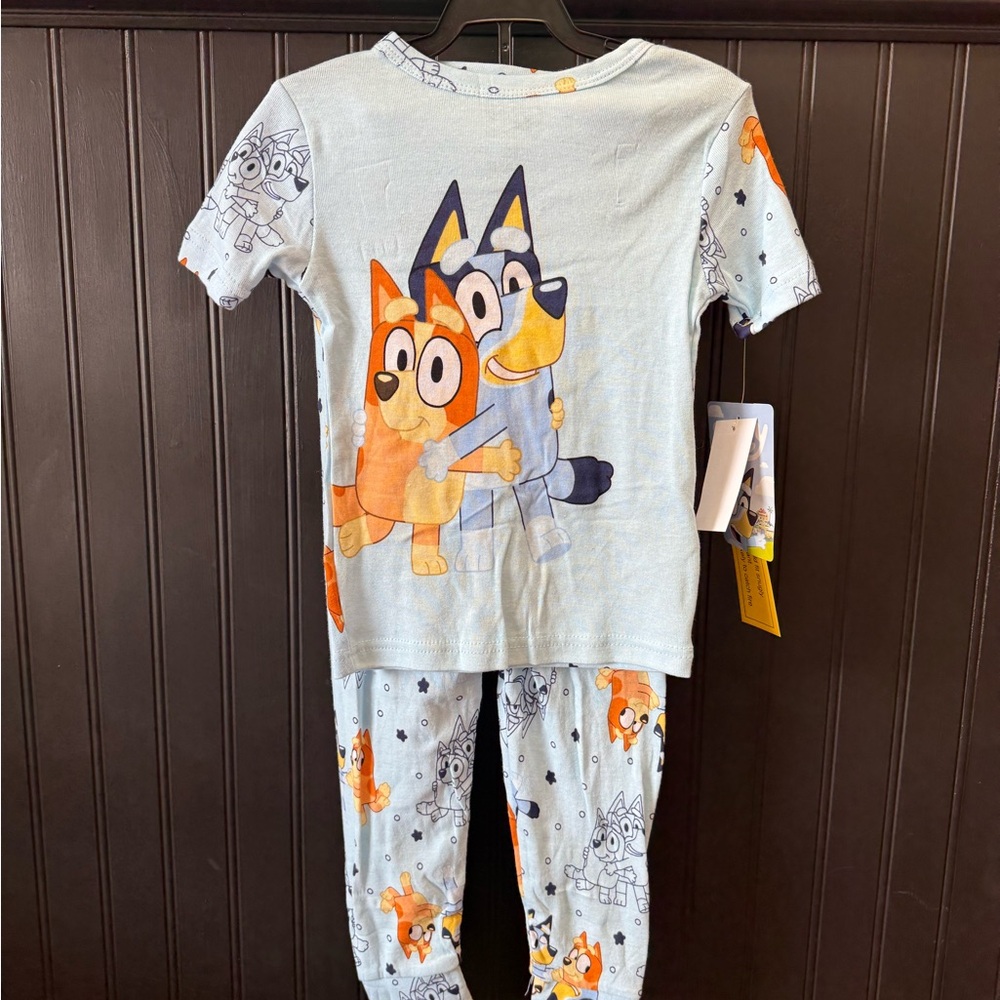 Playful Blue and Orange Pajama Set with Cartoon Fox Design